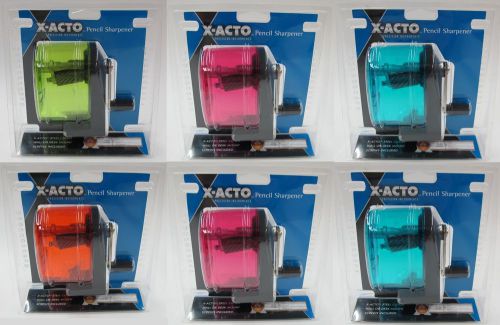 NEW 6-Pack X-ACTO Pencil Sharpener Wall or Desk Mount Manual Translucent Colors
