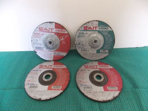 LOT OF 4 7 X 1/4 GRINDING WHEELS C24N,A24R,A24T, AND A24N ALL ARE BF NEW