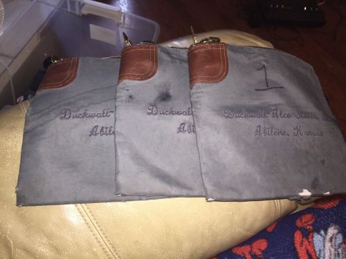 Vintage Locking Zipper BANK MONEY BAG w/KEYS Night Deposit Bag. Gun Lot Of 3