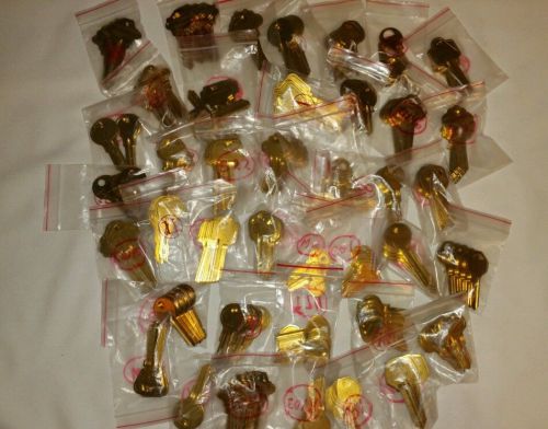 Lot of 200 key blanks 5 ea of 40 different door &amp; lock key brass free shipping! for sale