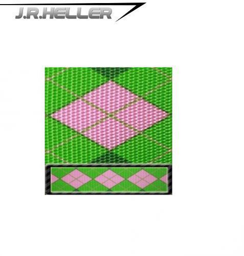 1&#039;&#039; Polyester Webbing (Multiple Patterns) USA MADE! - Arg Pink &amp; GRN  - 1 Yard