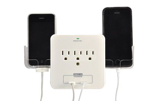 Plugs Wall Mount Power Surge USB Charger Ports AC Outlet iPads Smartphone MP3