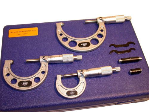NEW SET OF 0 -3&#034; .0001&#034; OUTSIDE MICROMETERS W/ CASE SETTING MASTERS