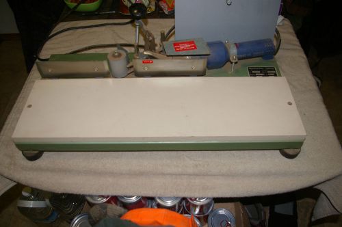HEBROCK LAMINATE EDGE BANDER WITH HOT AIR SOURCE, CUTTER &amp; TABLE