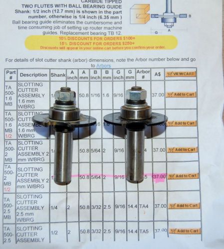 Two Flutes with Bearing 1/2&#034; (Slot cutters &amp; Assemblies)