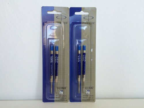 4 PARKER QUINK Medium Blue Gel Ink Cartridges – New