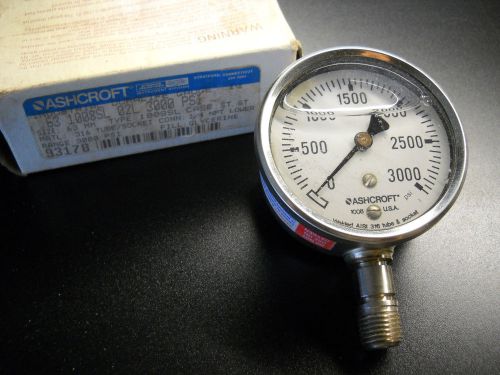 Ashcroft 1008sl  duralife liquid filled pressure gauge 0-3000 psi new in box for sale