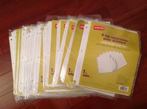 Lot Of 17 Staples 8 Tab Insertable Wide Tab Index Dividers, 8 Tab, Clear