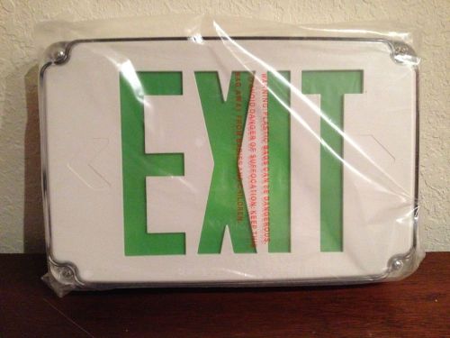 Lithonia lighting wet location exit sign led w nicad battery &amp; green letters for sale
