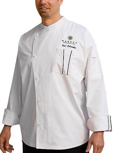 Chef works sils-wet amalfi signature series long sleeve chef coat  white with bl for sale