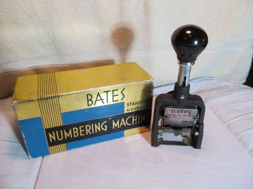 Vintage working Bates Standard Movement Numbering Machine in the original box.