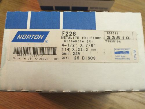 Norton Metalite Fibre 24 Grit 4-1/2 x 7/8 25 Piece Lot
