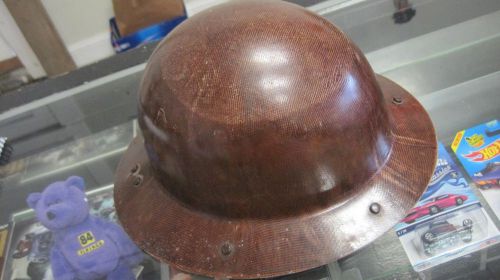 Hard Hat SkullGuard MSA Brown Full Brim Type K Fiberglass Carbon Fiber