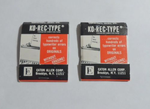 2 Vintage KO-REC-TYPE Typewriter Correction Paper Booklets 2x 12 Sheets Each NOS
