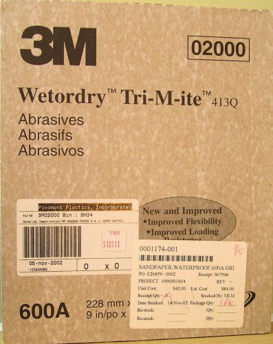 Wetordry Tri-M-ite Sheets 02000, 9&#034; x 11&#034;, 600A, 50 sheets