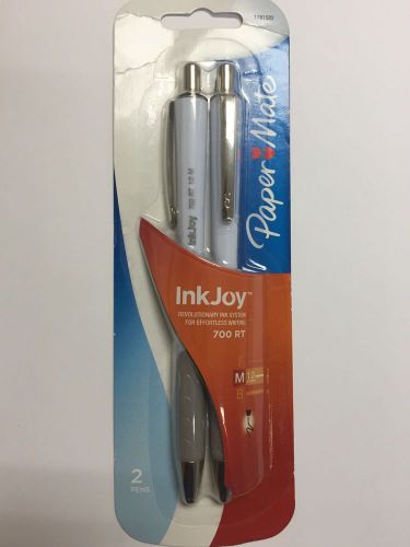 Paper Mate 1781582 Inkjoy 700 RT Ballpoint Pens, 1.0mm, 2/PK, White, Black Ink