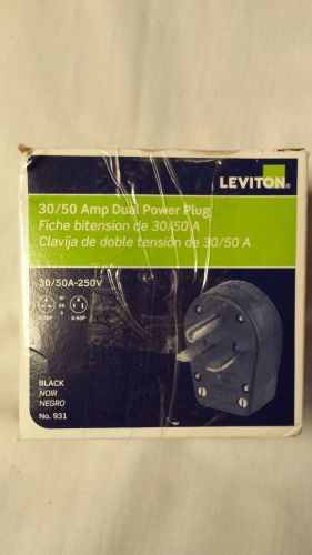 NEW Leviton 30/50 Amp Dual Power Plug, No. 931, 250V,  Black,