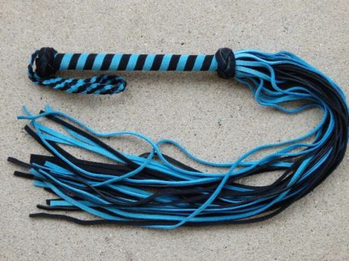 NEW TURQUOISE Suede Leather Flogger Whip - Lightweight Horse Training Tool - Cat