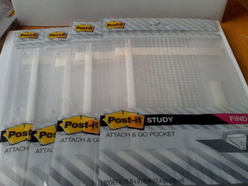 Post-it Study ATTACH and GO POCKET lot of 4