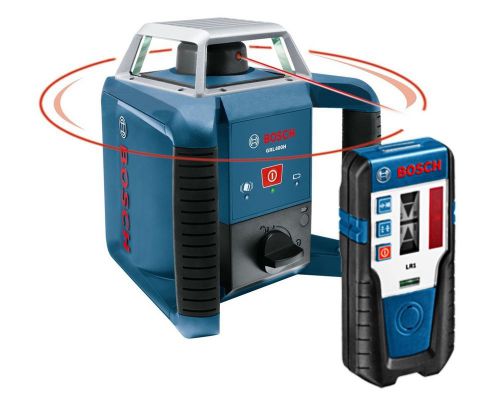Bosch grl400h self-leveling rotary laser with lr1 receiver for sale