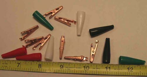 8 Mueller 30C series copper alligator clips with 8 multi color insulators