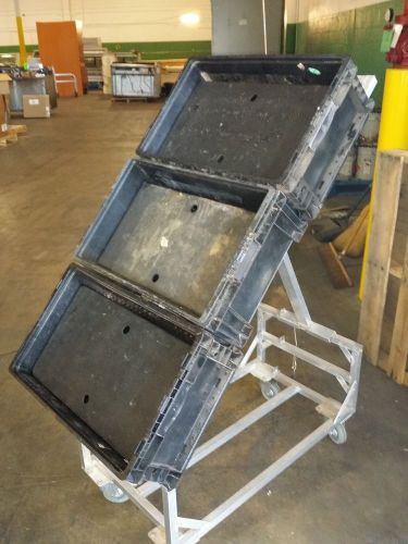 Aluminum slanted produce carts with 3 crates for sale