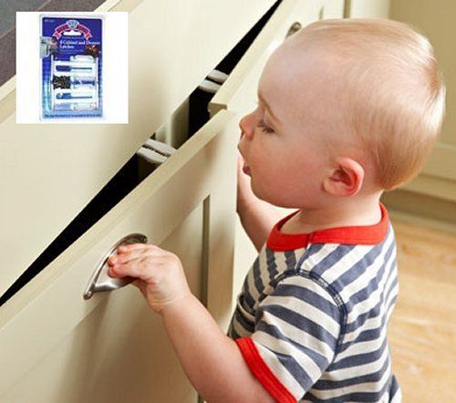 Child Safety Protection Cabinet Drawer Latches! Kid Proof Door Latch/Lock 4 Pack