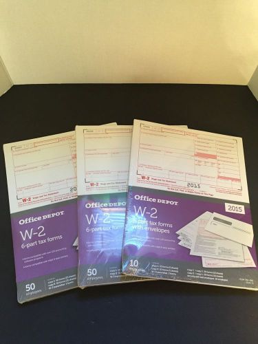 Sealed 2015 Office Depot  W-2 Laser Tax Forms &amp;  Env. 6 Part Tax Forms BULK 110