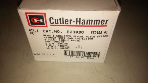 CUTLER HAMMER B230BG NEW IN BOX 30A 600V 2P NEMA 1 MANUAL MOTOR SW SEE PICS #A46