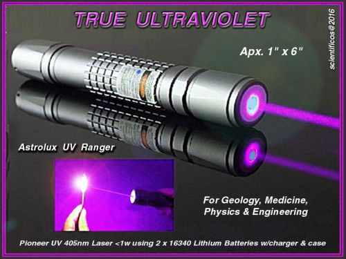 TRUE Ultraviolet 405nm UV Focusing Laser 1.1A w/MV charger + 2x 16340 Rechg+case