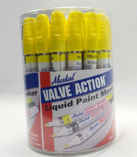 MARKAL VALVE ACTION PAINT MARKERS 10 White 10 Black 10 Yellow NEW IN CANISTER