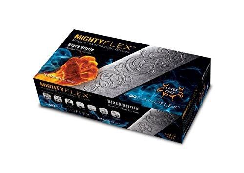 MightyFlex MEDIUM Black Nitrile Examination Gloves, Powder Free, 9.5&#034; Length,