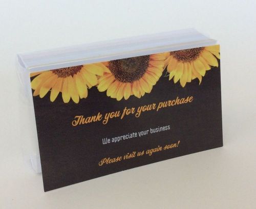50 Thank You Tags Notes Cards Seller Package Inserts Sunflower