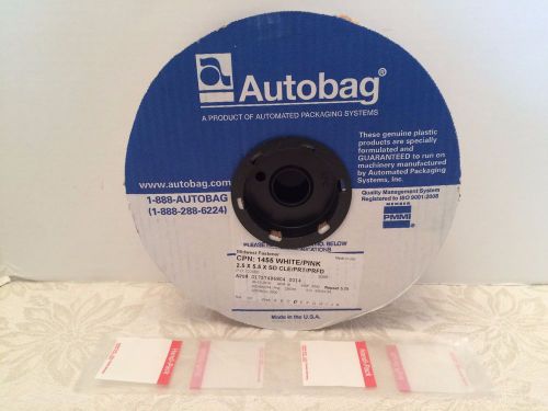 Autobag Roll of 2000 Auto bags Poly Bags Clear/Pink &#034;2.5x5.5&#034; Plastic New USA