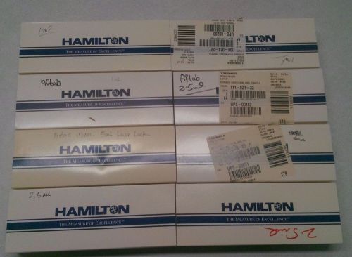 Hamilton Syringes: 8 large and 7 small units plus 17 HPLC injection needles