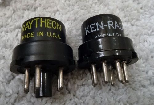Pair 6H6 RAYTHEON &amp; KEN-RAD Vintage Tubes  Tested WORKING USA amp radio socket