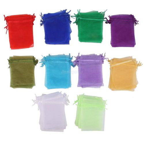 100pcs Mix Colors Wedding Organza Jewelry Present Holder Pouch Bag 10x12cm