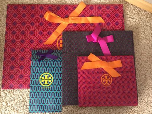Lot of 4 Tory Burch Gift Boxes: 1extra-large 1 L Med  Wallet Size Bag Sz
