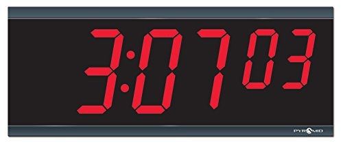 Pyramid Extra Large 4&#034; numeral Red LED Digital Clock, 6-Digit, 110V, 6&#039; cord,