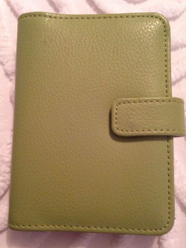 Franklin Covey Small Compact Size Green Genuine Italian Leather 6-Ring Binder