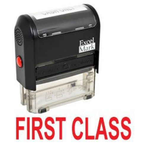ExcelMark FIRST CLASS Self Inking Rubber Stamp - Red Ink (42A1539WEB-R)