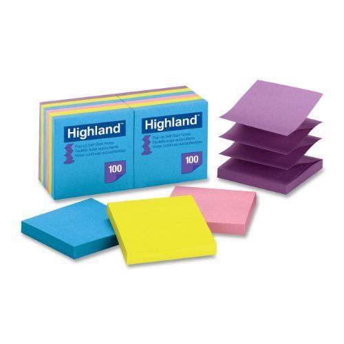 Highland Pop-up Notes, 3 x 3 Inches, Assorted Bright Colors, 12 Pack