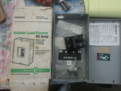 Siemens indoor Load Center, 60 Amp, 2 spaces 4 circuits with 40 amp breaker