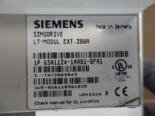 Siemens Simodrive 6SN1124-1AA01-0FA1 , W/ 60 Days Warranty