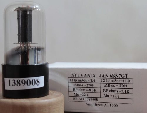 6SN7GT Sylvania made in USA Audio Tube  Amplitex AT1000 #1389007