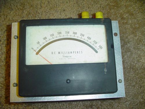 Simpson DC Milliamperes 0-500 Panel Meter Mounted Tested Ready to Use Very Nice