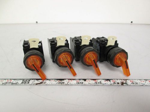 Lot of 4 Cutler Hammer E22B2 Illuminated Selector Switch Orange 28V Bulb