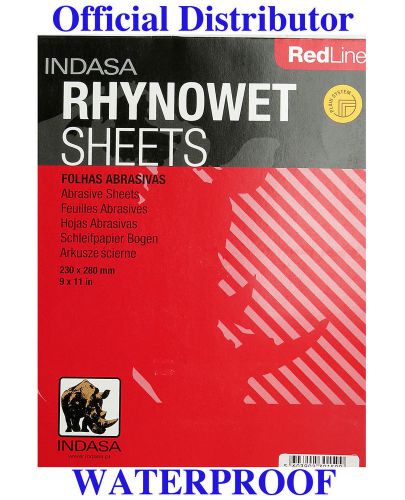 INDASA RHYNOWET Red Line SANDPAPER Wet / Dry 10 sheets 9&#034; x 11&#034; 2500 Grit