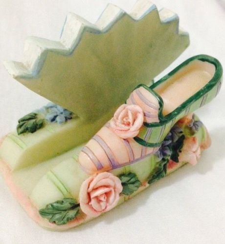 Busines Card Holder Mail Organizer Shoe Roses Floral Fan Unique Rare Decor