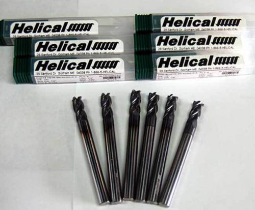 6 pc. helical 1/4&#034; x 1/2&#034; vari. pitch high perf. carbide end mills w/c.r-sst,ti for sale